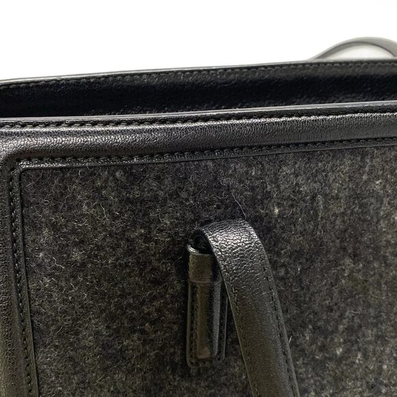 Auth Salvatore Ferragamo Amy Black Wool Leather Handbag - Picture 11 of 16